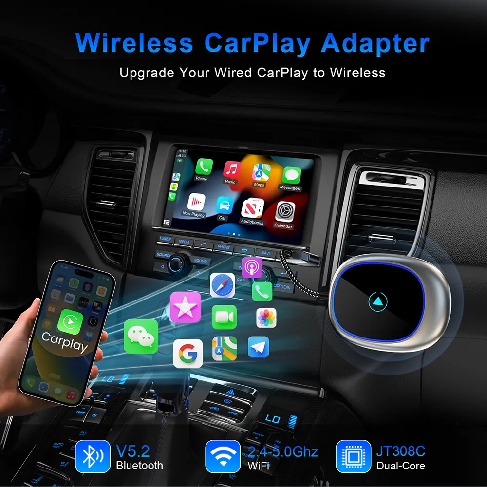 2 in1 CarPlay Wireless Adapter Android Auto Mini Box CarPlay Adapter Wired To Wireless CarPlay Accessories for USB/Type C Dongle