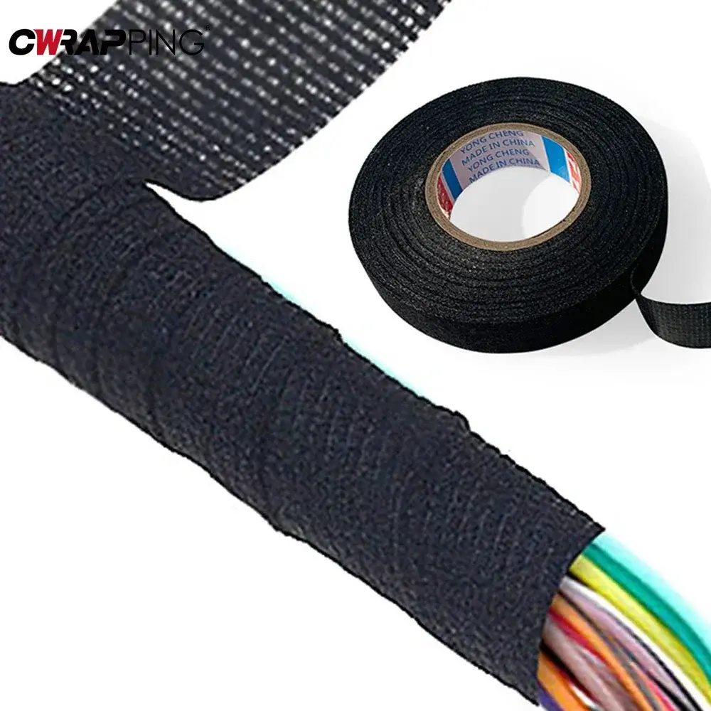 15M Automotive Wire Harness Cloth Tape 9-25mm Adhesive High Temp Fabric Tape for Auto Moto Electrical Wiring Harness Insulation
