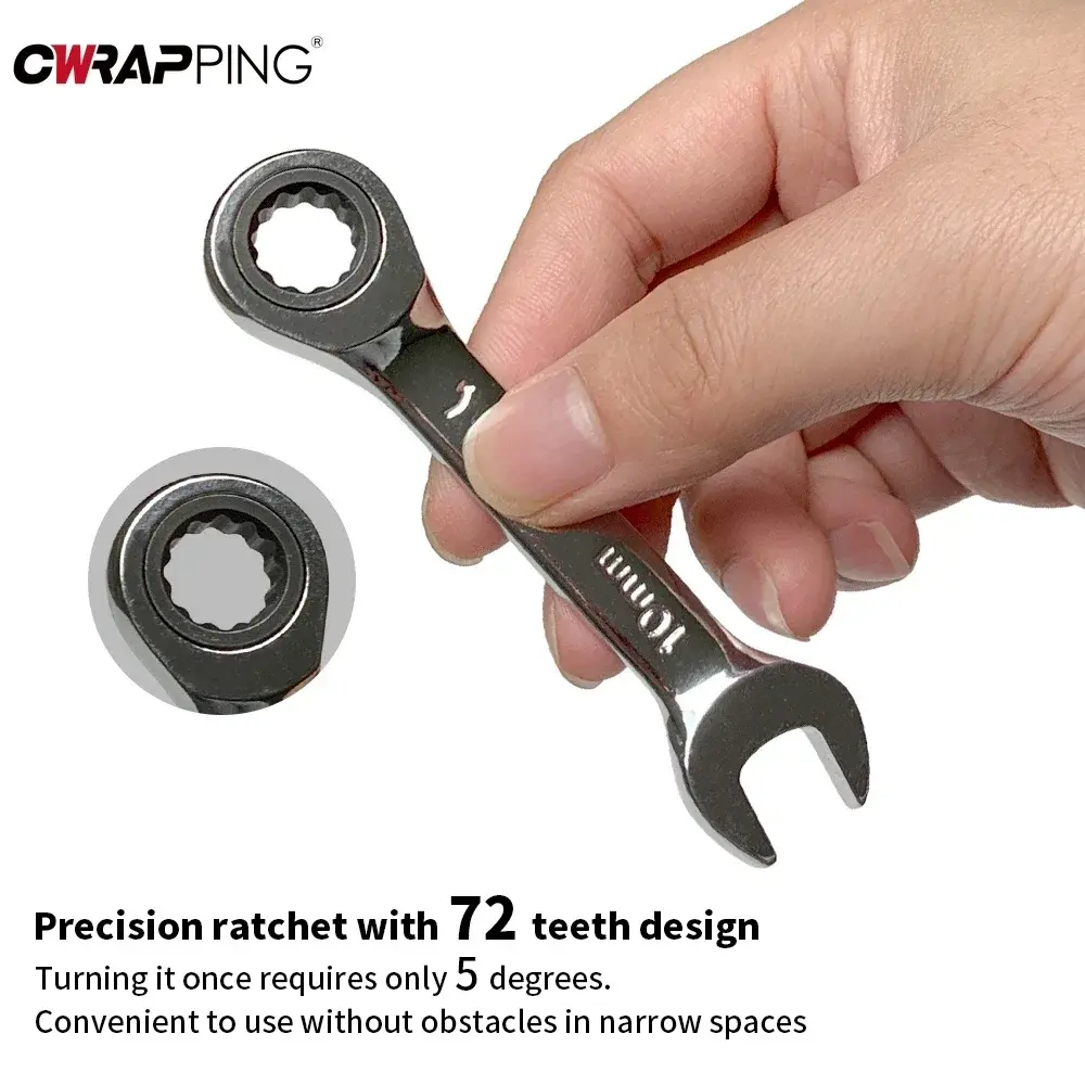 Key Wrench Set 6-10mm Reversible Ratchet Combination Spanner Set 72 Tooth Ratchet Socket Spanner for Bicycle Car Repair Tools