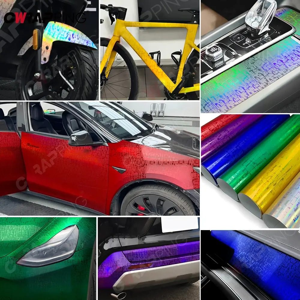 Holographic Car Wrap Vinyl Maya Pattern Waterproof Glossy Film Air Free Bubble Wrap Decal Covering Film for Cars Accessories