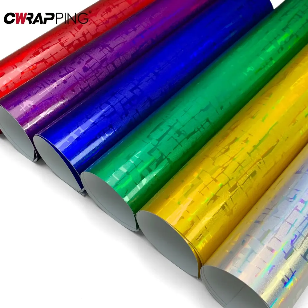 Holographic Car Wrap Vinyl Maya Pattern Waterproof Glossy Film Air Free Bubble Wrap Decal Covering Film for Cars Accessories