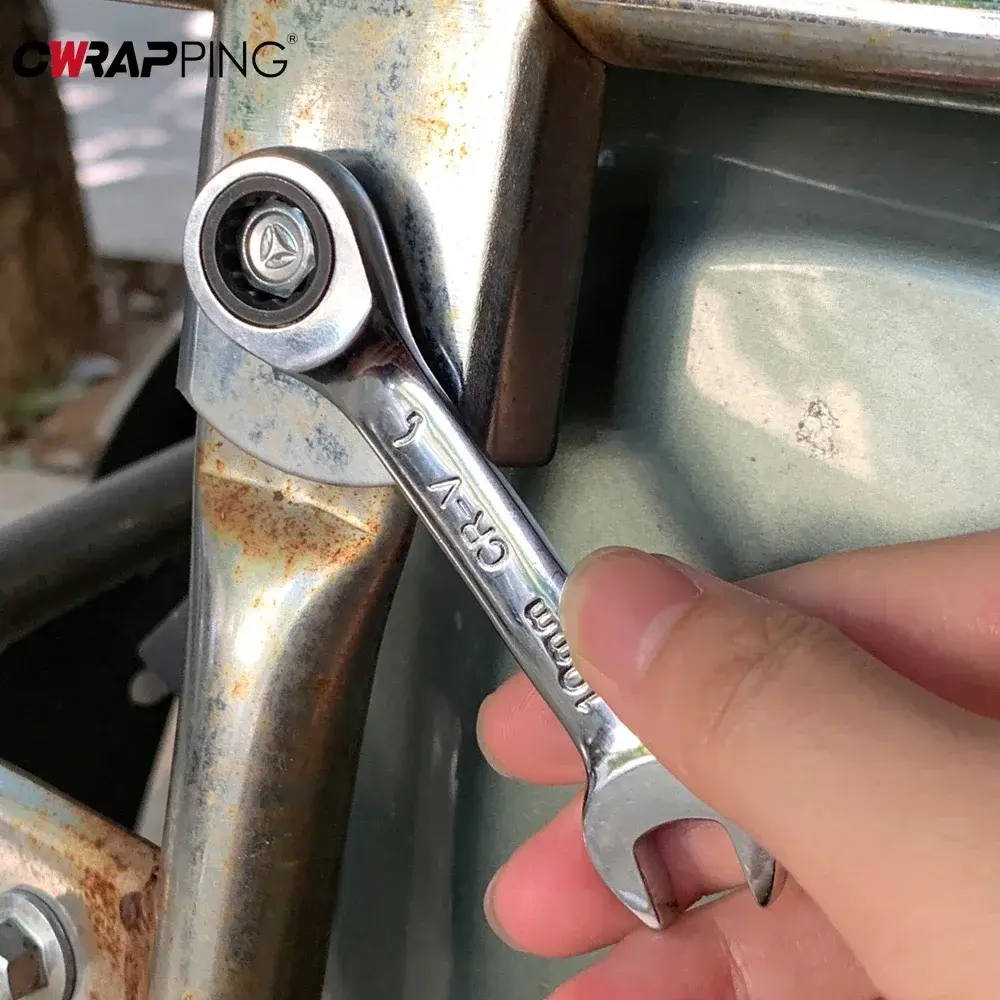Key Wrench Set 6-10mm Reversible Ratchet Combination Spanner Set 72 Tooth Ratchet Socket Spanner for Bicycle Car Repair Tools