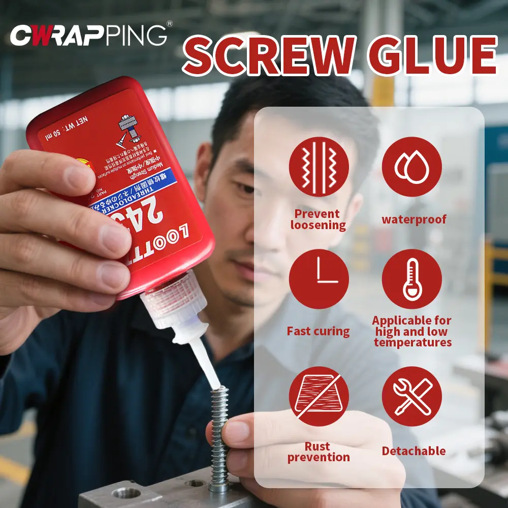 Threadlocker Agent 50ml Anaerobic Adhesive Anti Loose Fastener for Screw Repair in Automotive Industrial Maintenance Super Glue