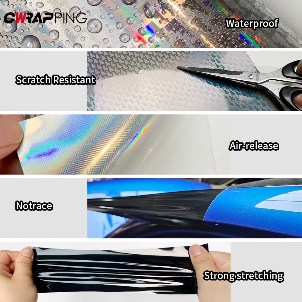 Forged Carbon Fiber Wrap Air Release Laser Vinyl Wrap Waterproof Film for Auto Motorcycle Yacht Customization Car Accessories
