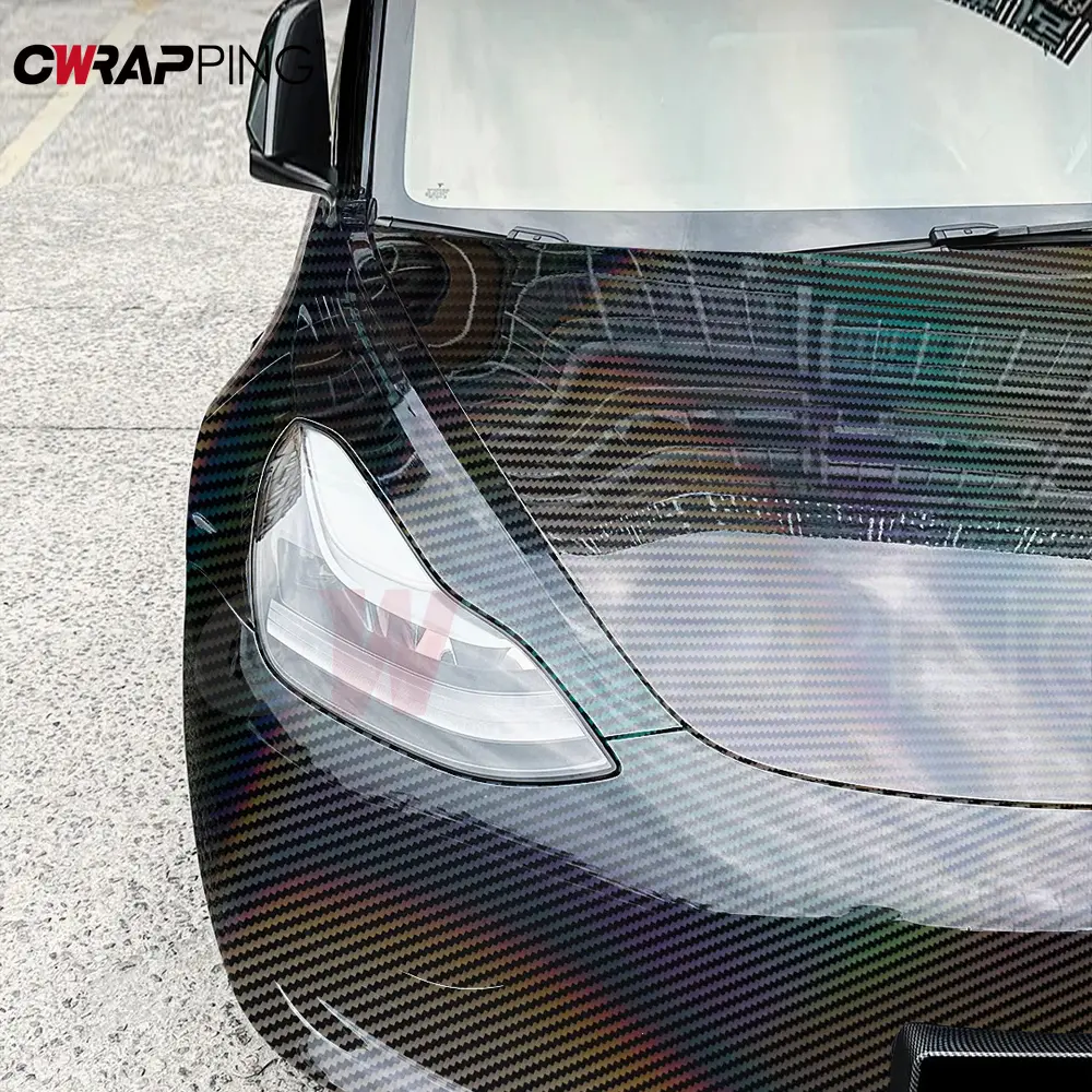 Carbon Fiber Vinyl Wrap Film Goosy Laser Black Car Stickers Self-Adhesive Console Computer Laptop Skin Decal for Car Accessories