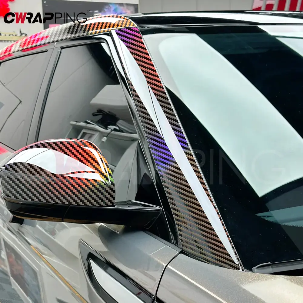 Laser Silver Car Stickers Glossy Carbon Fiber Vinyl Wrap Films Bubble Free Self Adhesive Sheet Waterproof Decal Car Accessories