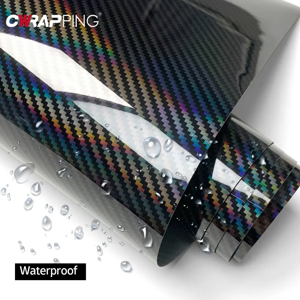 Carbon Fiber Vinyl Wrap Film Goosy Laser Black Car Stickers Self-Adhesive Console Computer Laptop Skin Decal for Car Accessories