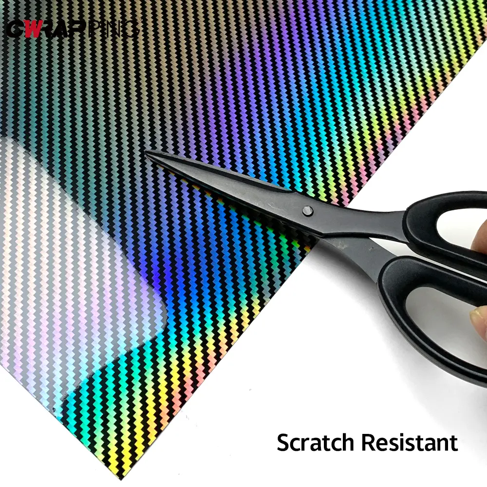 Laser Silver Car Stickers Glossy Carbon Fiber Vinyl Wrap Films Bubble Free Self Adhesive Sheet Waterproof Decal Car Accessories