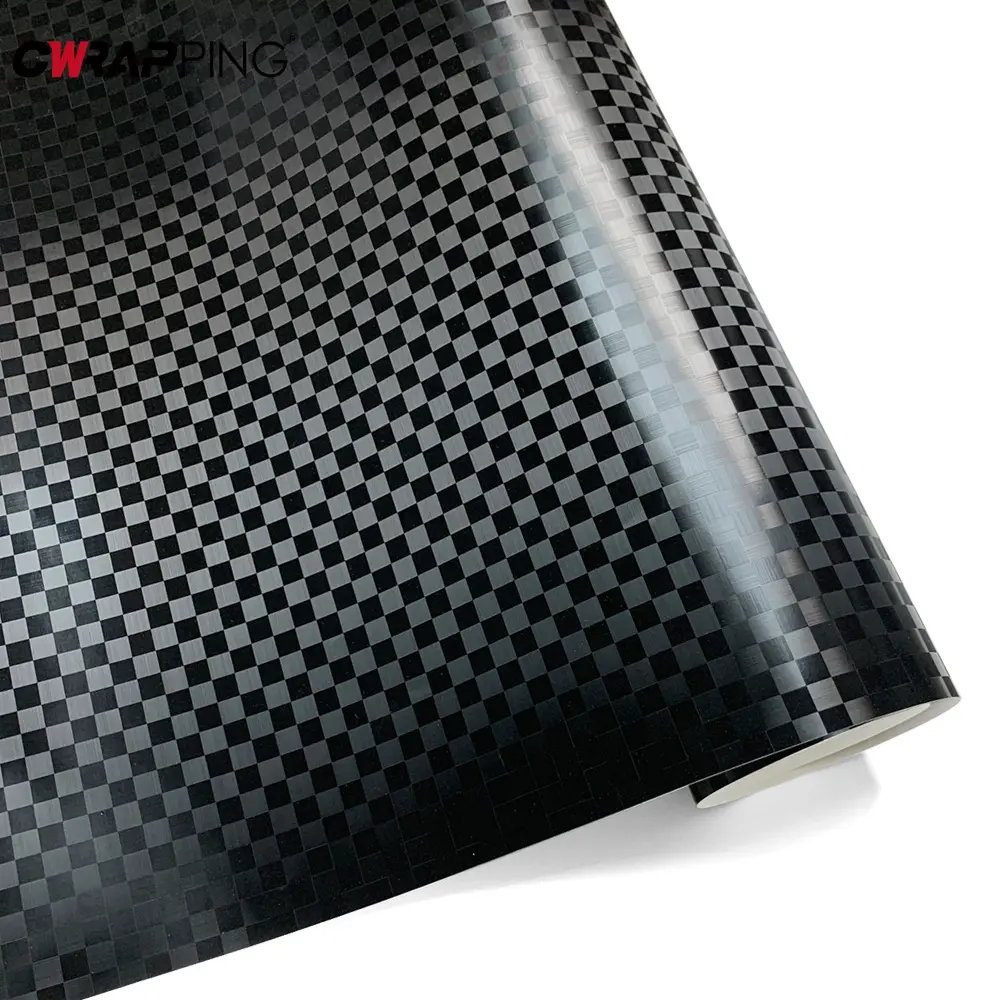 Matte Black Car Film Covering Brushed Checkered Waterproof Vinyl Wrap Air Bubble Free Motorcycle Stickers Car Accsesories