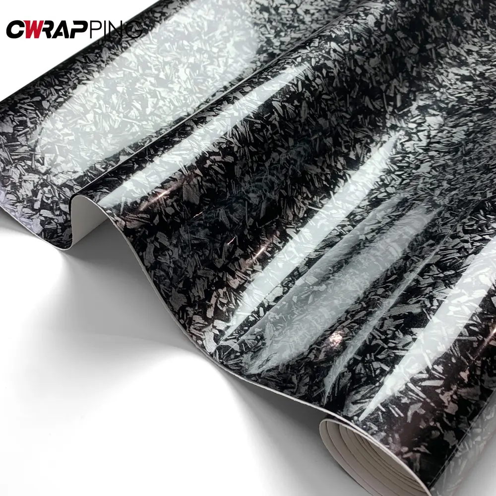 High Quality Glossy Black PET Forged Protector Film Car Carbon Vinyl Film Self Adhesive Roll Waterproof Stickers Car Accessories