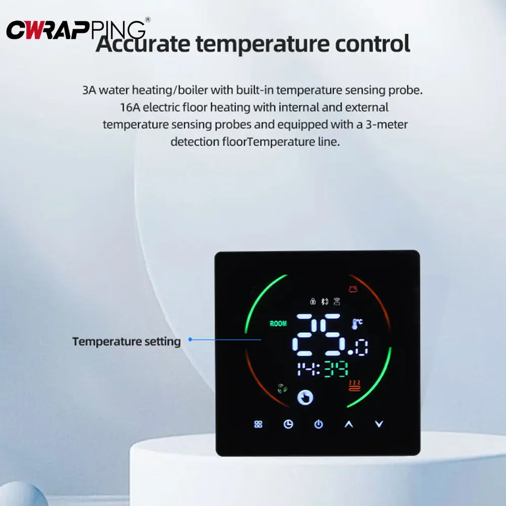 Smart WiFi Thermostat Backlight for Water Floor Heating Child Lock Battery Wired Home Living Room Bedroom Temperature Control