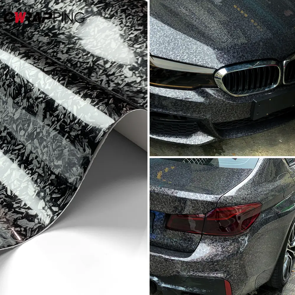 High Quality Glossy Black PET Forged Protector Film Car Carbon Vinyl Film Self Adhesive Roll Waterproof Stickers Car Accessories