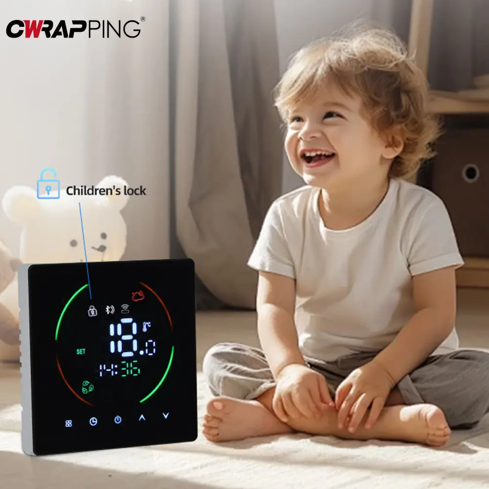 Smart WiFi Thermostat Backlight for Water Floor Heating Child Lock Battery Wired Home Living Room Bedroom Temperature Control