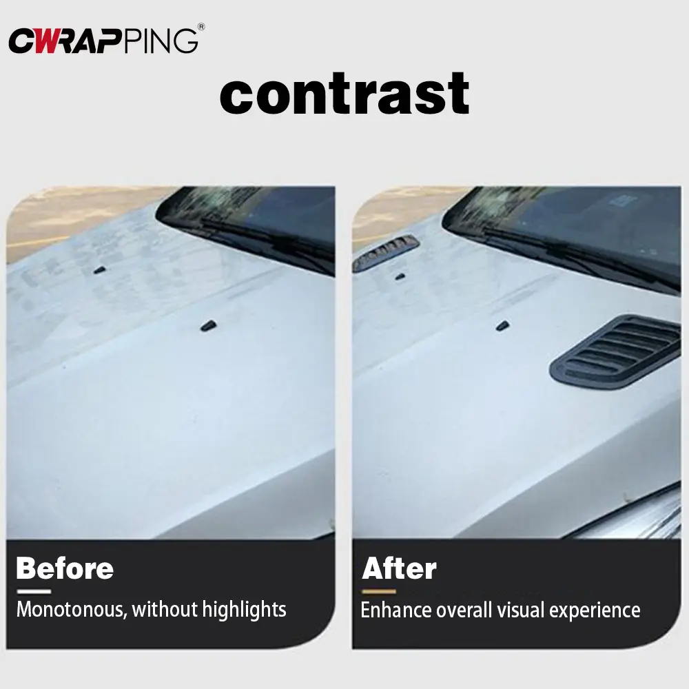 2PCS Car Tuning Hood Universal Carbon Fiber Air Flow Intake Decoration Hood Scoop Bonnet Vent Cover Stickers for Car Accessories