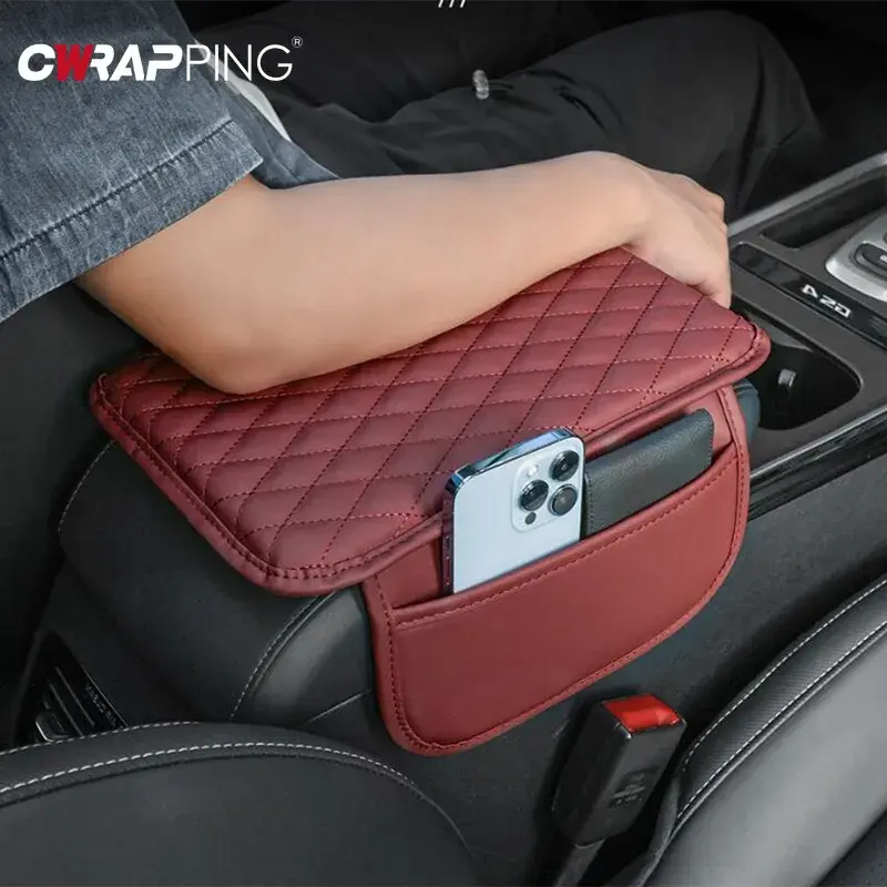 Universal Car Armrest Mat Center Console Armrest Protection Cushion with Bag for Women Phone Holder Car Accessories for Interior
