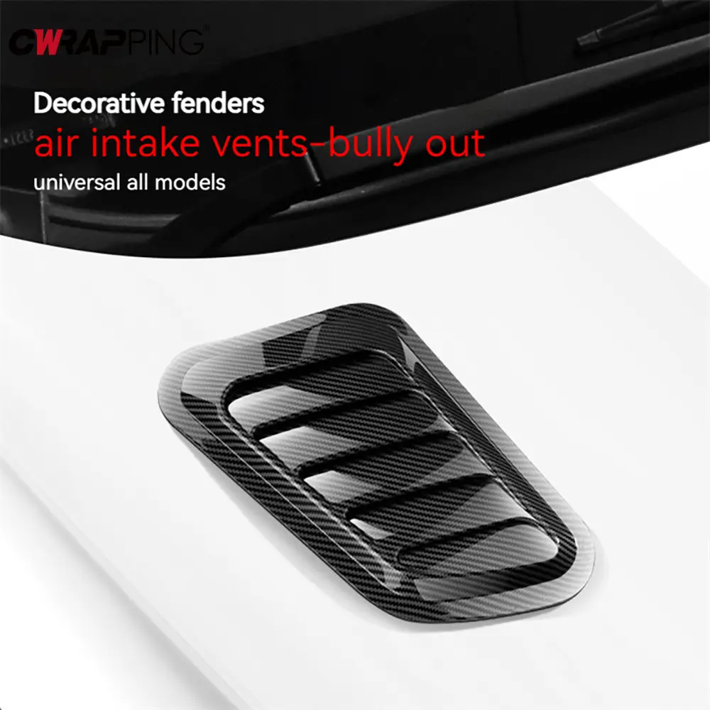2PCS Car Tuning Hood Universal Carbon Fiber Air Flow Intake Decoration Hood Scoop Bonnet Vent Cover Stickers for Car Accessories