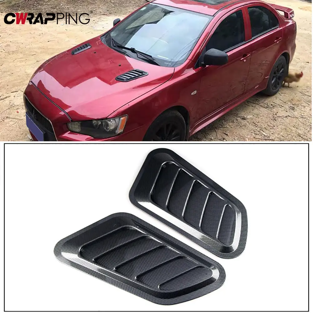 2PCS Car Tuning Hood Universal Carbon Fiber Air Flow Intake Decoration Hood Scoop Bonnet Vent Cover Stickers for Car Accessories