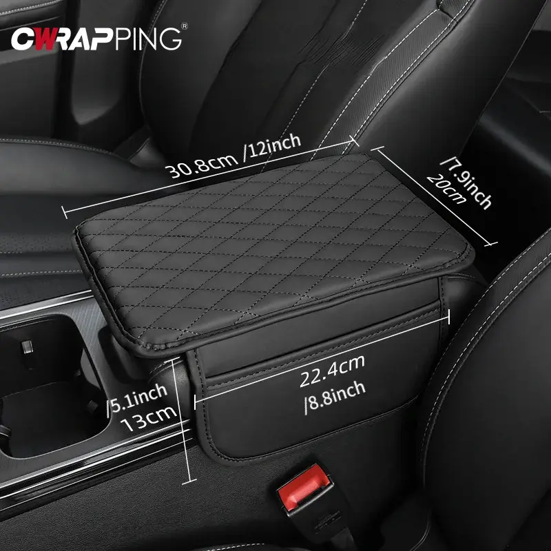 Universal Car Armrest Mat Center Console Armrest Protection Cushion with Bag for Women Phone Holder Car Accessories for Interior