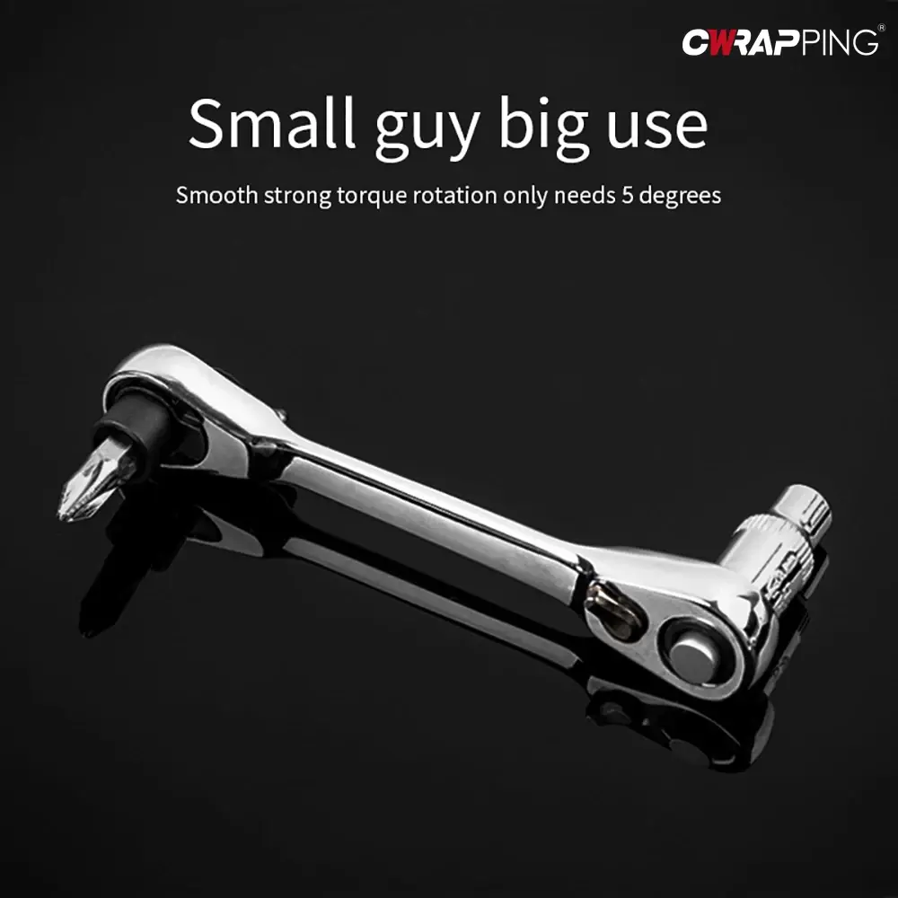 Adjustable 1/4 Ratchet Wrench Double Ended Quick Socket Ratchet Wrench Screwdriver Hex Torque Wrench Set Hand Tools for Mechanic