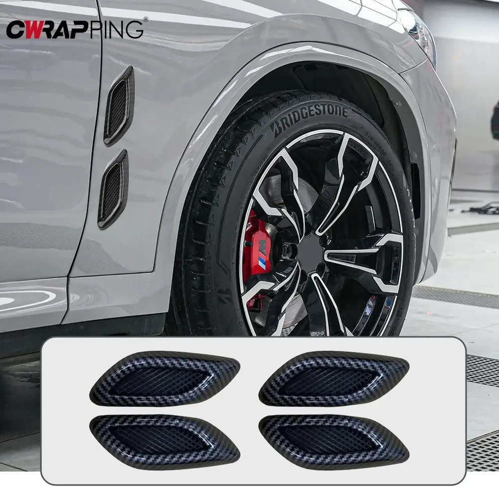 2/6Pcs Car Bonnet Vent Decorative Intake Auto Air Flow Bumper Side Vent Decal Car Side Fender Air Vent Intake Decoration Cover