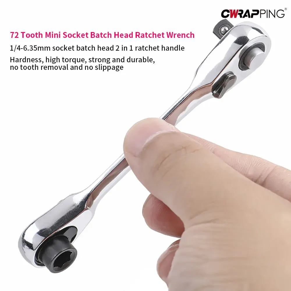 Adjustable 1/4 Ratchet Wrench Double Ended Quick Socket Ratchet Wrench Screwdriver Hex Torque Wrench Set Hand Tools for Mechanic