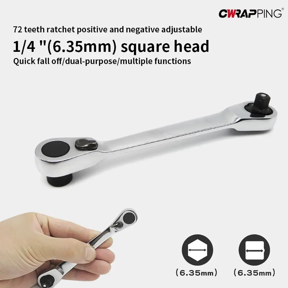 Adjustable 1/4 Ratchet Wrench Double Ended Quick Socket Ratchet Wrench Screwdriver Hex Torque Wrench Set Hand Tools for Mechanic