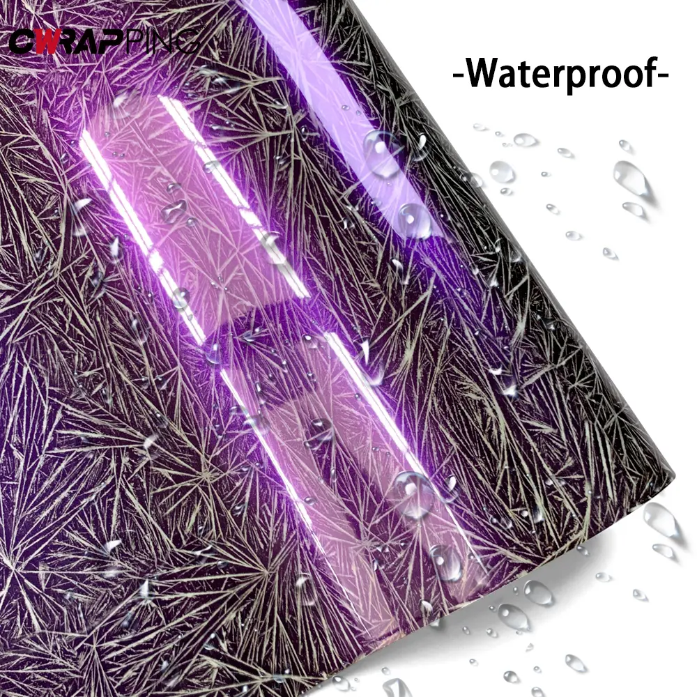 150CM Car Stickers Glossy Vinyl Wrap Ice Crack Purple Auto Body Decoration Waterproof Car Carbon Vinyl Film for Auto Accessories