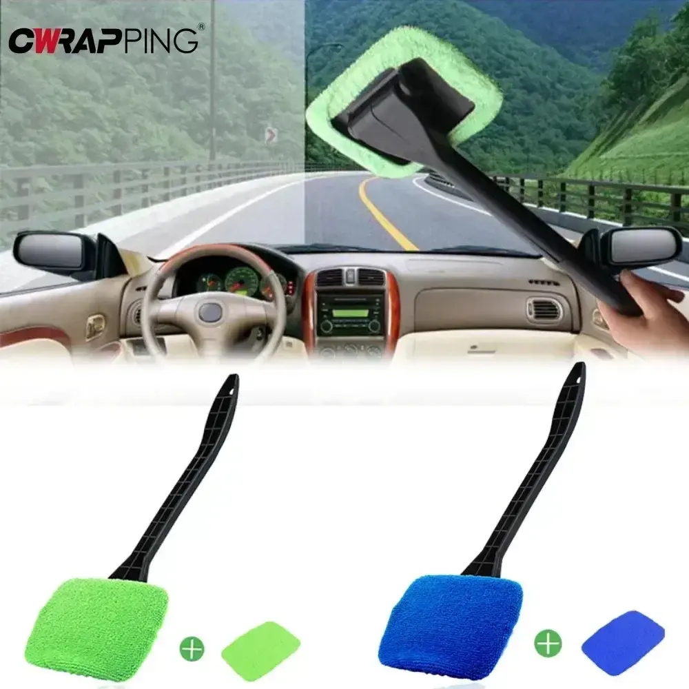 Window Cleaner Brush Kit with Long Handle Windshield Cleaning Wash Tool Auto Glass Wiper Cleaning Brush Car Accessories Interior