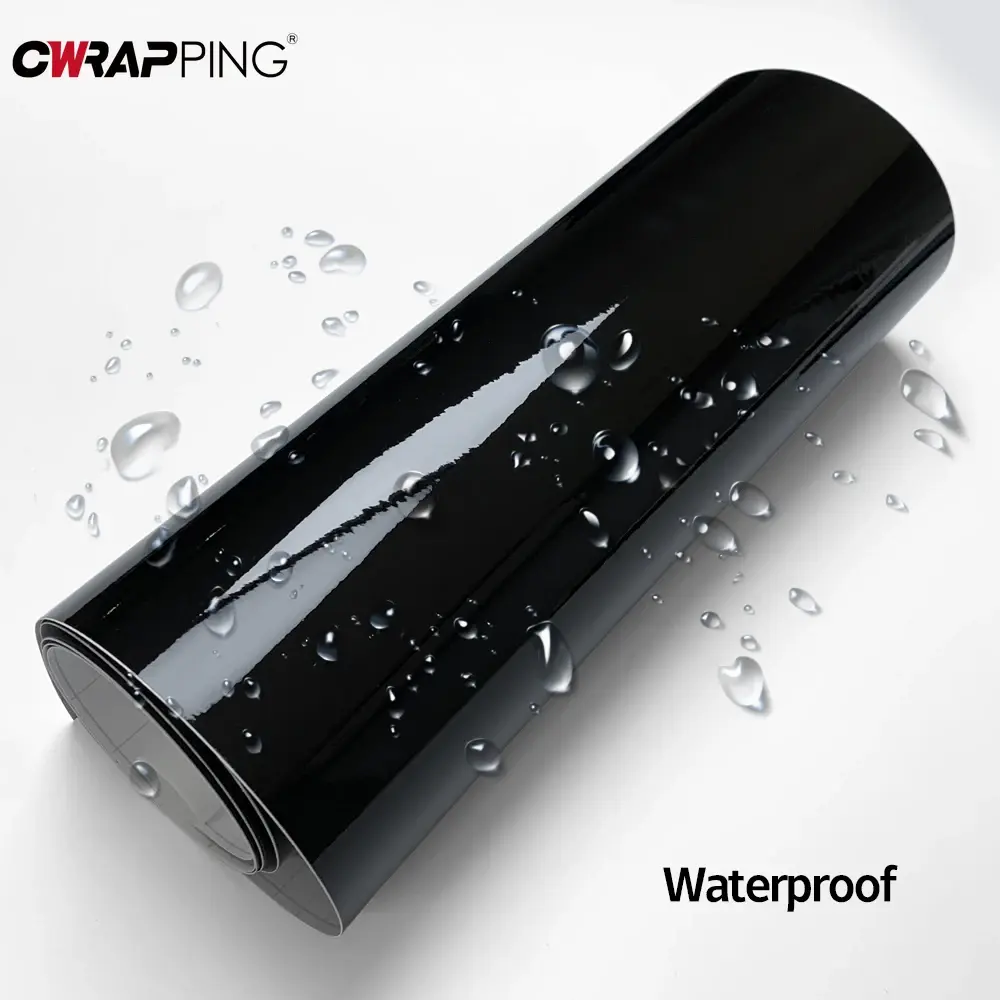 Motorcycle Stickers Glossy Black Self Adhesive Exterior Parts Bubble Free Vinyl DIY Decal Auto Color Changing Films for Car Body