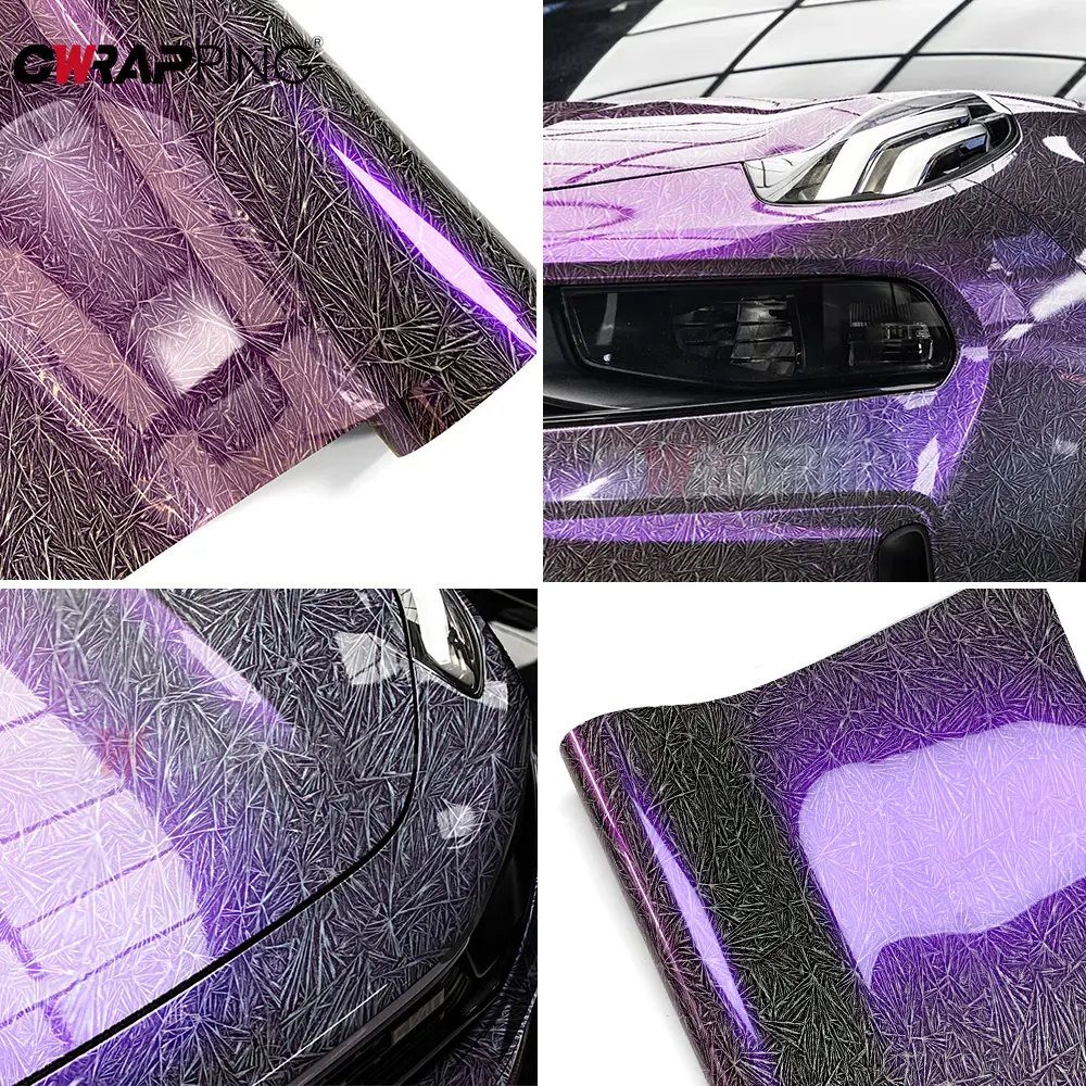150CM Car Stickers Glossy Vinyl Wrap Ice Crack Purple Auto Body Decoration Waterproof Car Carbon Vinyl Film for Auto Accessories