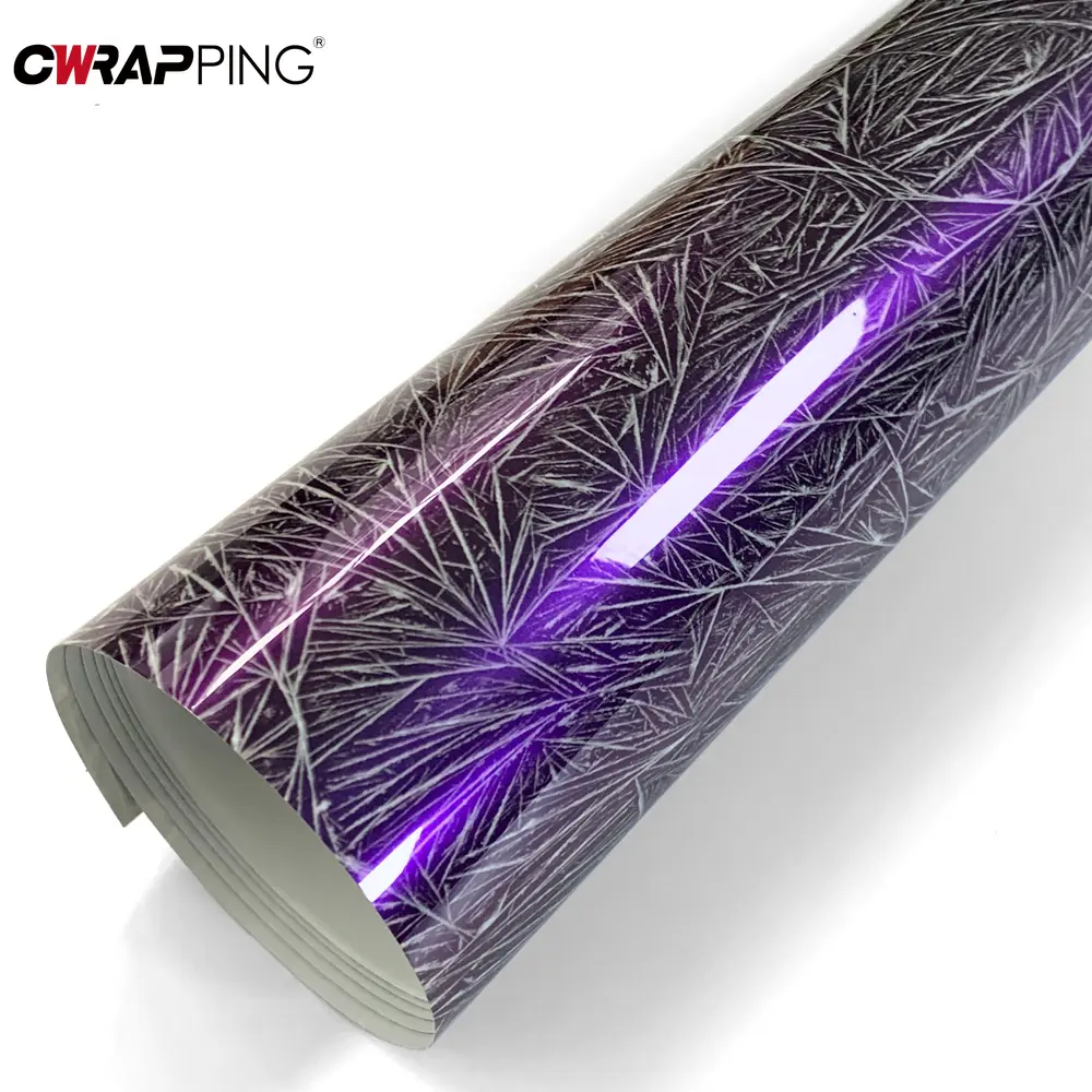 150CM Car Stickers Glossy Vinyl Wrap Ice Crack Purple Auto Body Decoration Waterproof Car Carbon Vinyl Film for Auto Accessories