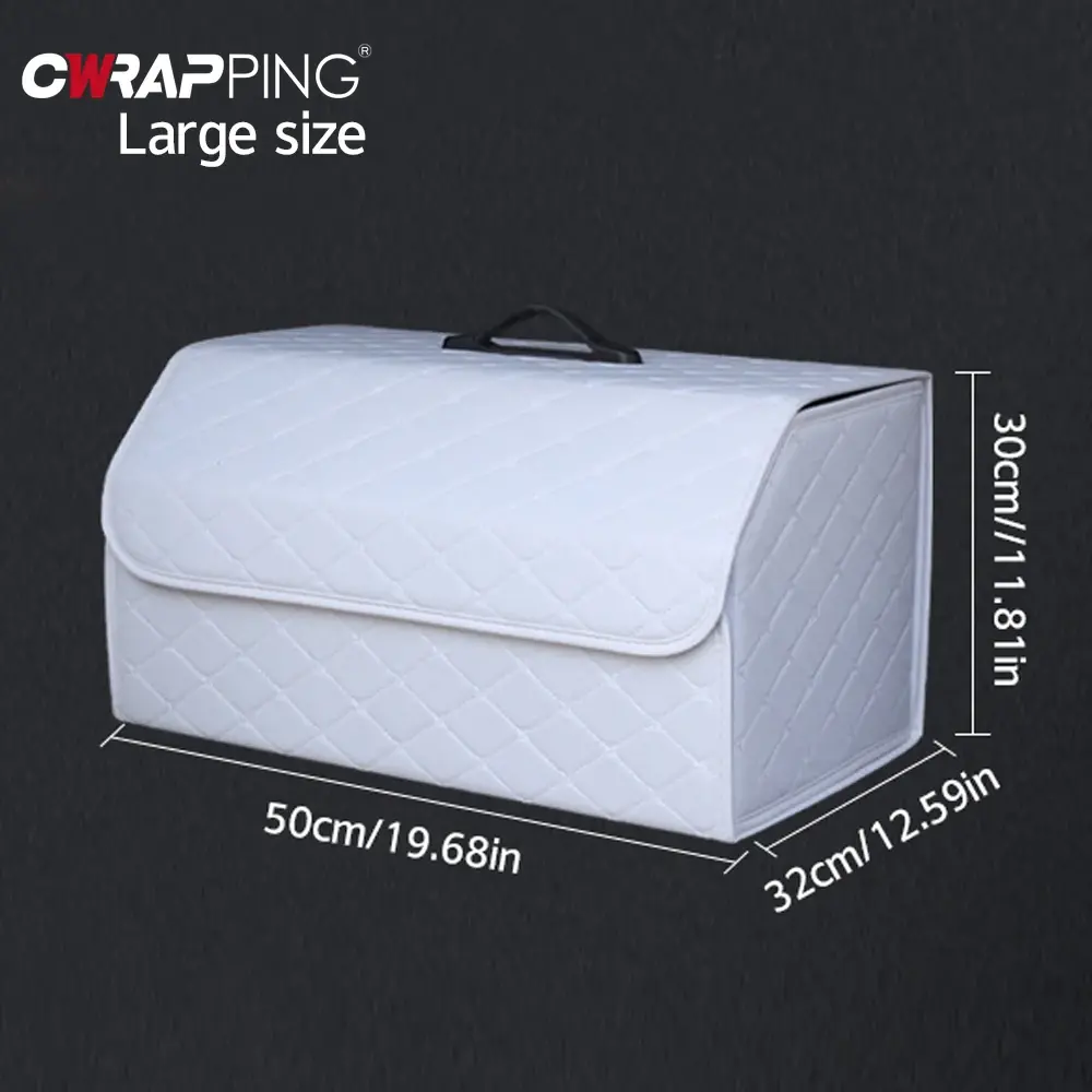 Car Trunk Organizer Box Large Capacity Auto Stowing Tidying Tool Multiuse Storage Bag Folding Leather Box for Cars  Accessories