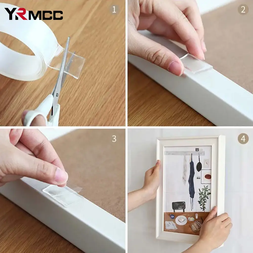 Transparent Double Sided Tape Nano Waterproof Adhesive Home Decoration for Kitchen Bathroom Toiletries Mounting Wall Stickers