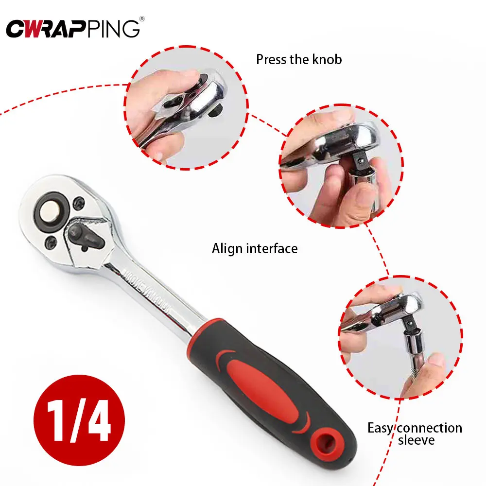 12Pcs 1/4 Inch Ratchet Socket Wrench Set Multi-function Spanner Bicycle Motorcycle Car Repairing Tool Set for Car Accessories