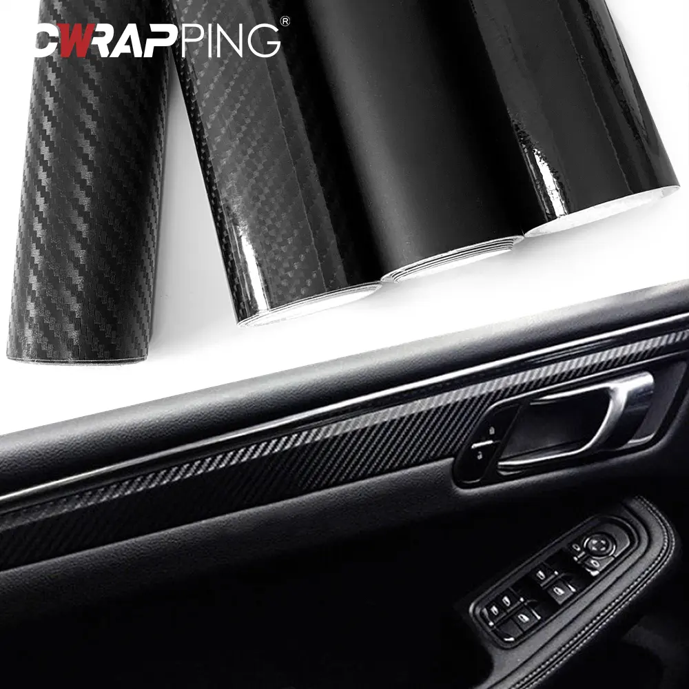 3D Carbon Fiber Vinyl Wrap Film Glossy Matte Black Car Wrap Foil Sticker Console Computer Laptop Skin  Self Adhesive Vinyl Wrap