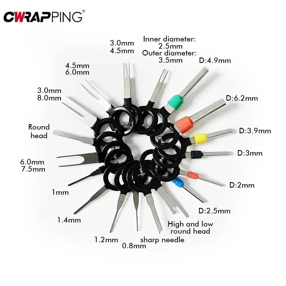 18Pcs Car Terminal Removal Metal Repair Tool Automotive Universal Wire Pin Extractor Sets Repair Car Disassembly Hand Tools