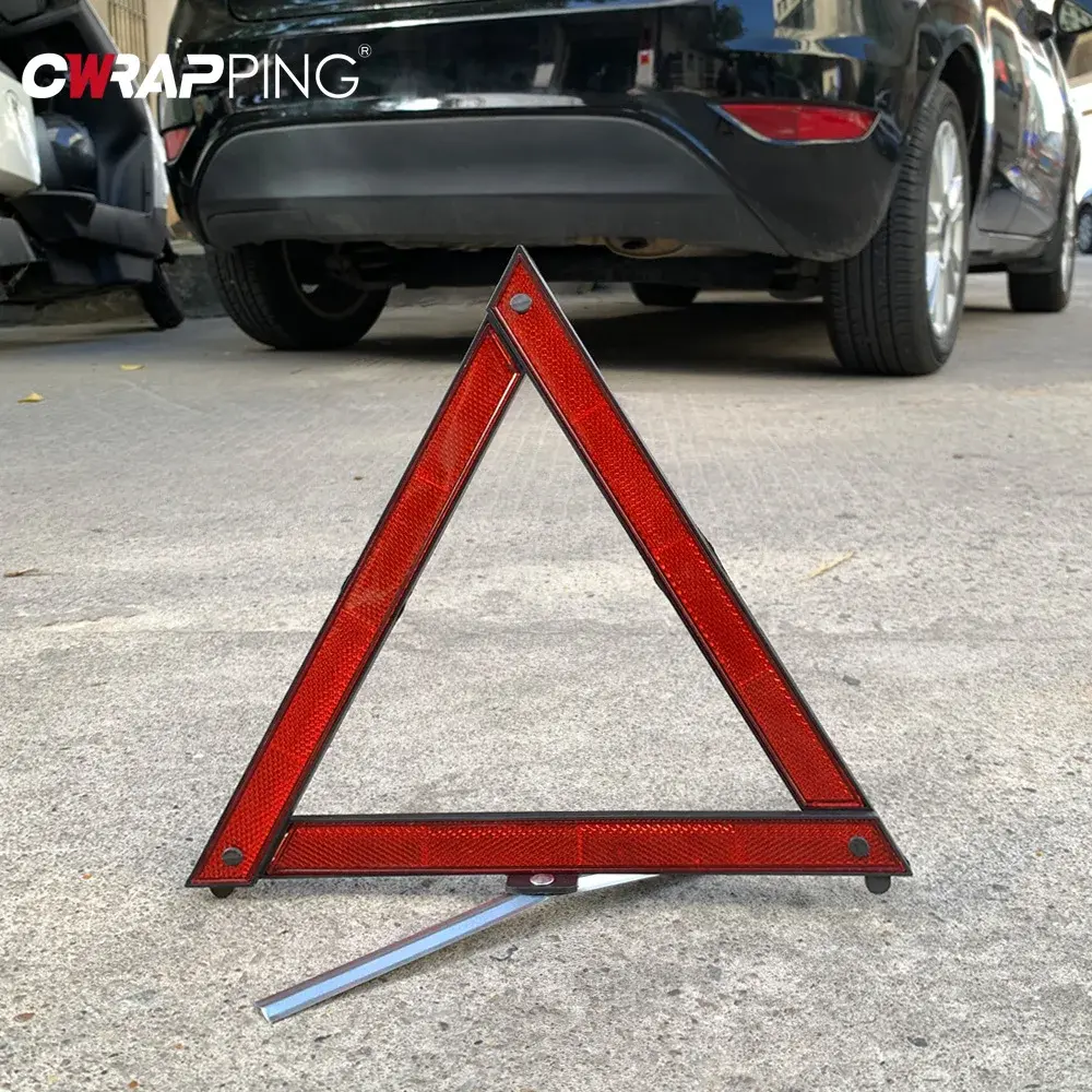 Car Rescue Tool Auto Tripod Folded Stop Sign Reflector Car Emergency Breakdown Warning Triangle Red Reflective Safety Hazard