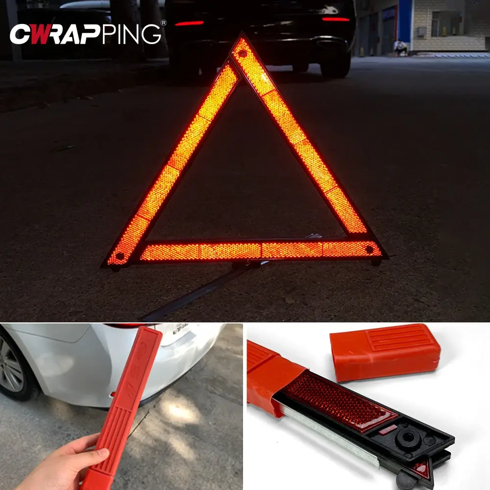 Car Rescue Tool Auto Tripod Folded Stop Sign Reflector Car Emergency Breakdown Warning Triangle Red Reflective Safety Hazard