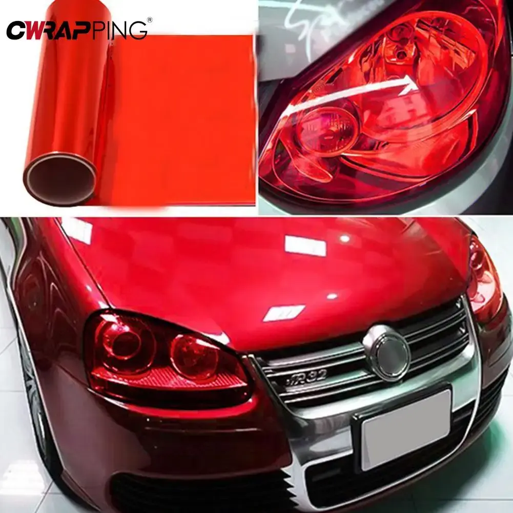 Red Car Light Headlight Taillight Tint Vinyl Film Sticker Sheet Fog Light Rear Lamp Matt Smoke Film for Tunning Car Accessories