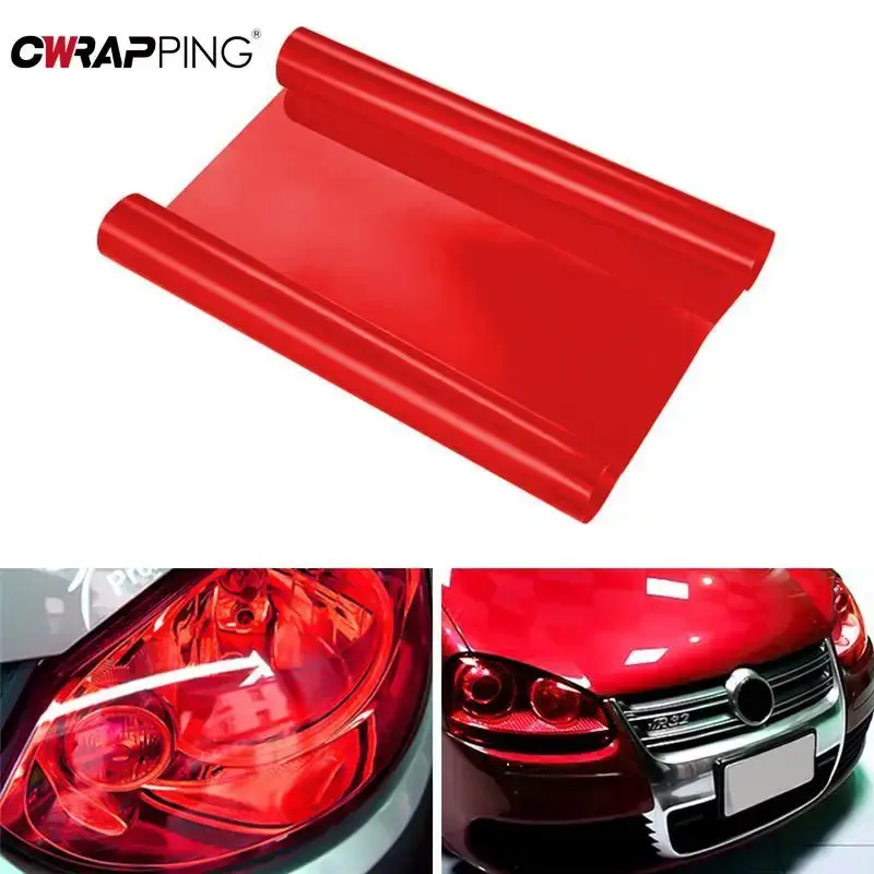 Red Car Light Headlight Taillight Tint Vinyl Film Sticker Sheet Fog Light Rear Lamp Matt Smoke Film for Tunning Car Accessories