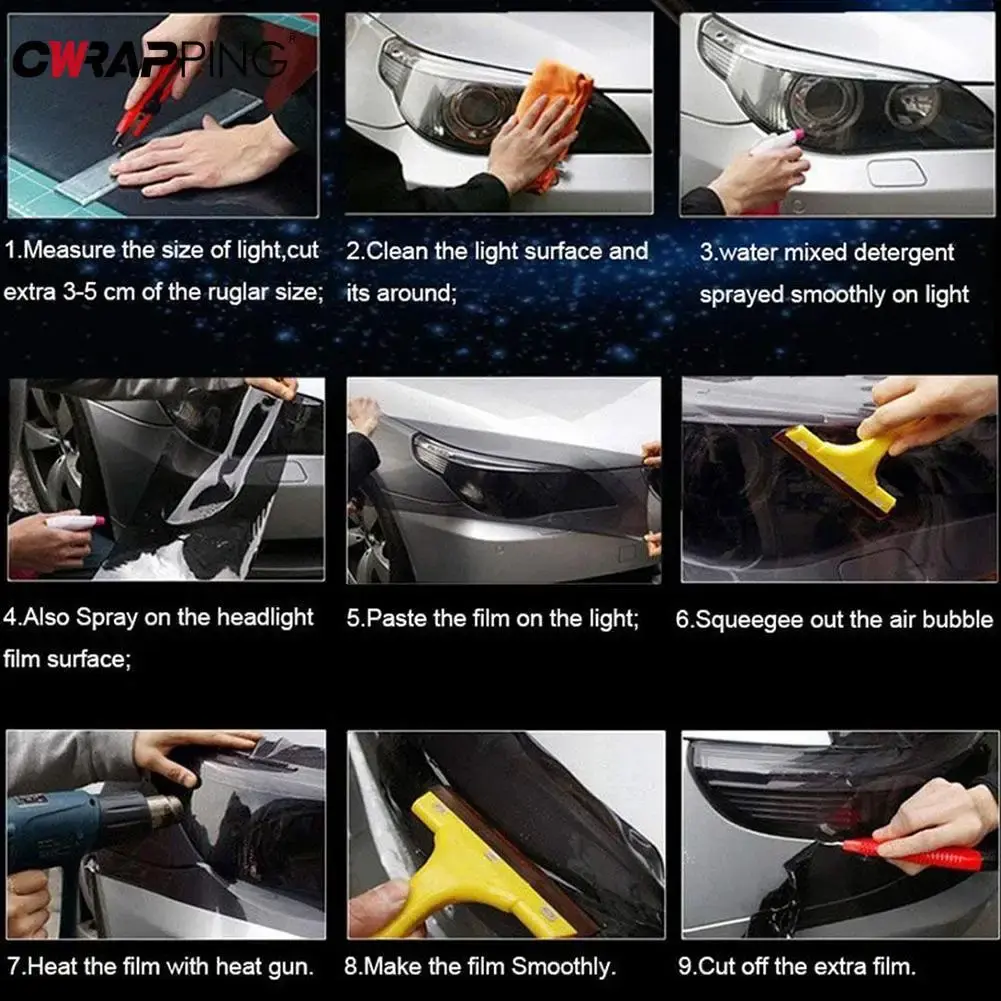 Red Car Light Headlight Taillight Tint Vinyl Film Sticker Sheet Fog Light Rear Lamp Matt Smoke Film for Tunning Car Accessories