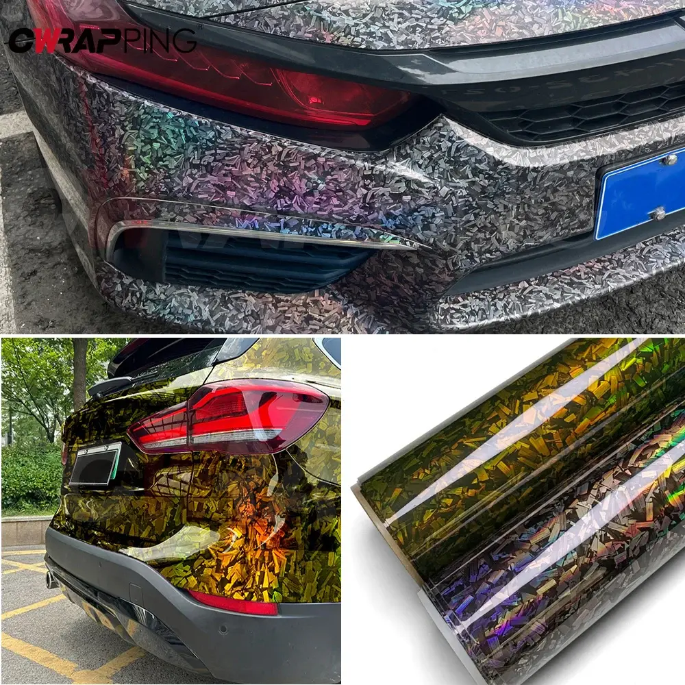 Carbon Fiber Rainbow Laser Car Stickers Forged Carbon Film Motorcycle Gold Stickers Vinyl Auto Tuning Covers for Car Accessories
