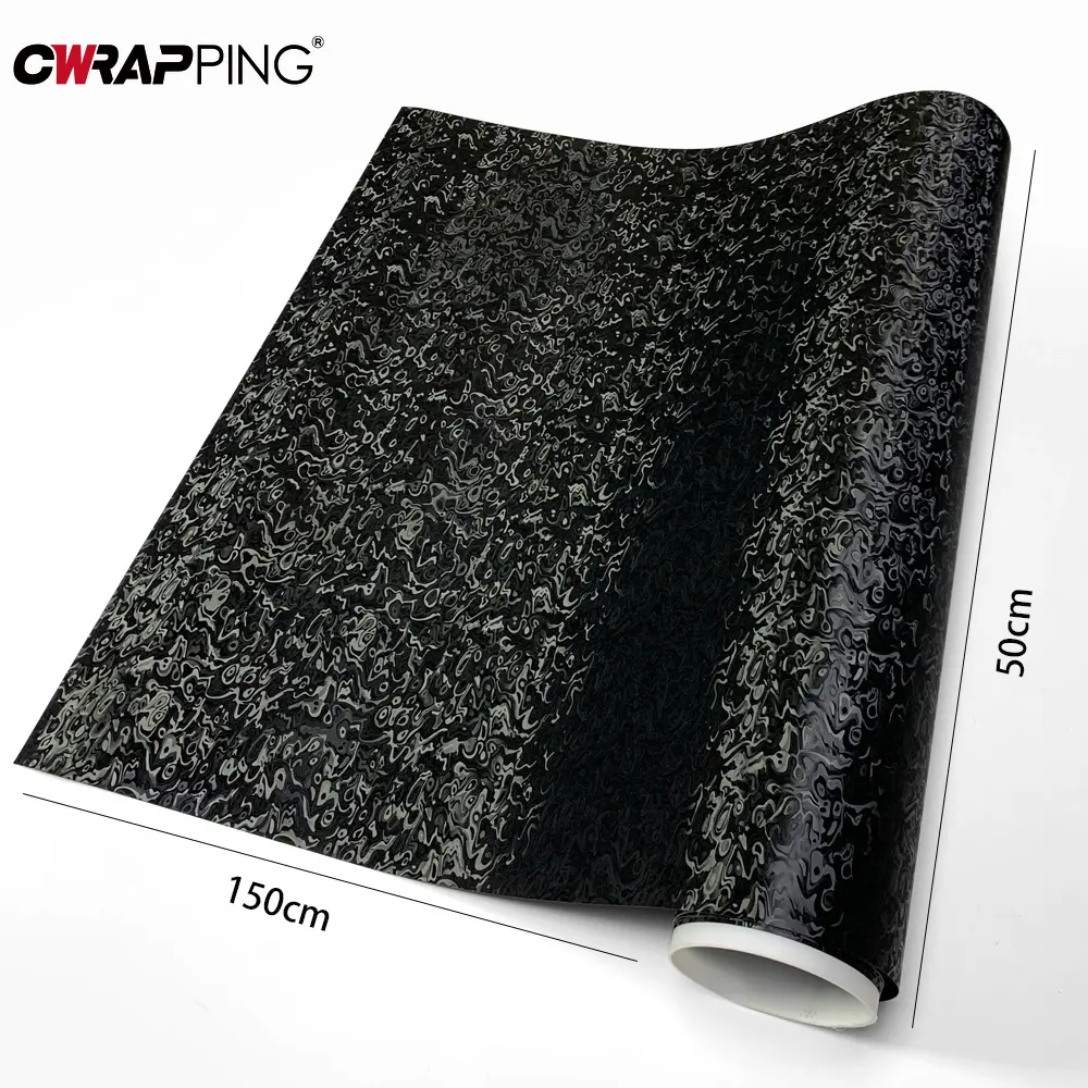 PET Carbon Fiber Car Stickers Black Vinyl Film Console Computer Laptop Skin Air-release Technology Wrap Decal Car Accessories