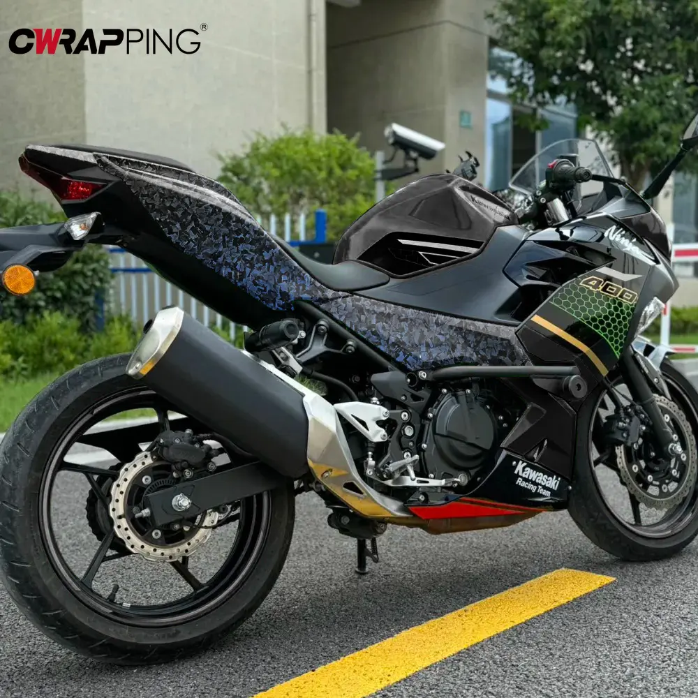 Carbon Fiber Films Grayish Blue Car Stickers Waterproof Vinyl Wrap Auto Body Decoration for Motorcycle Tunning Car Accessories