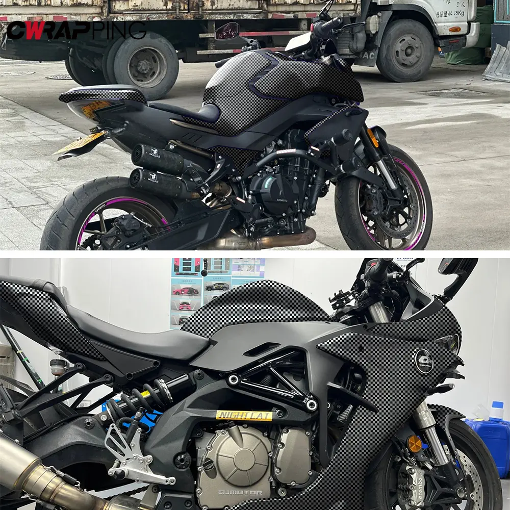 Matte Black Car Sticker Vinyl Brushed Checkered Waterproof Adhesive Wrap for Auto Bonnet Air Bubble Free Motorcycle Stickers