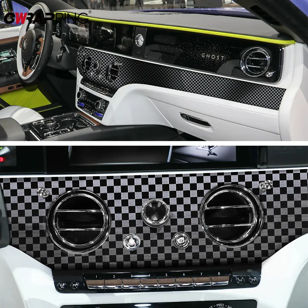 Matte Black Car Sticker Vinyl Brushed Checkered Waterproof Adhesive Wrap for Auto Bonnet Air Bubble Free Motorcycle Stickers