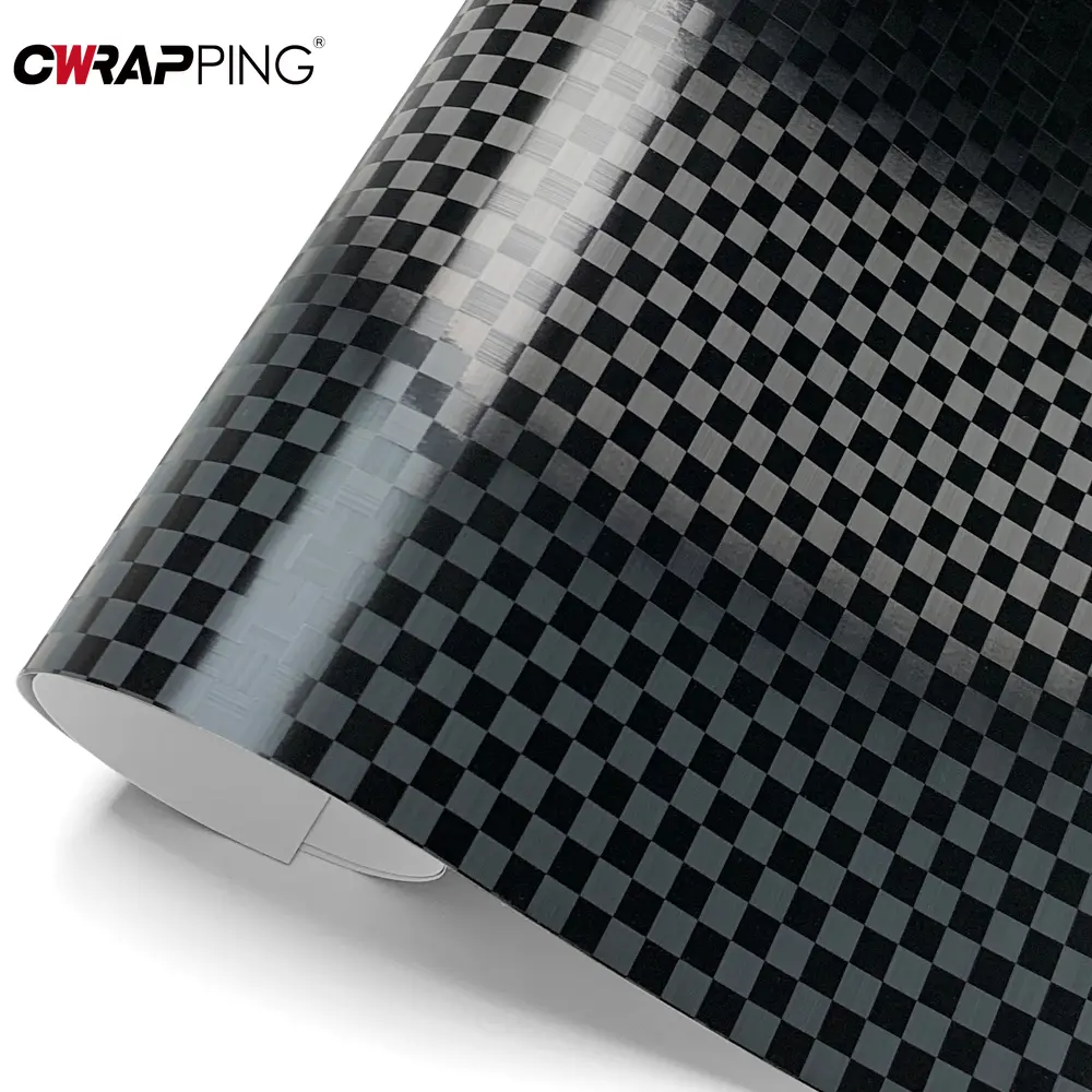 Matte Black Car Sticker Vinyl Brushed Checkered Waterproof Adhesive Wrap for Auto Bonnet Air Bubble Free Motorcycle Stickers