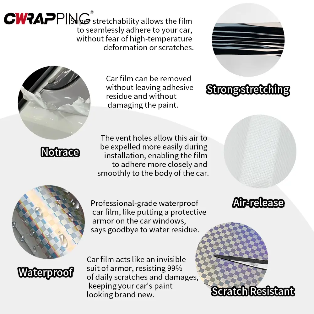 Laser Silver Car Film Cover Waterproof Vinyl Wrap Air Release Checkered Stickers Adhesive Vinyl for Auto Tuning Accessories