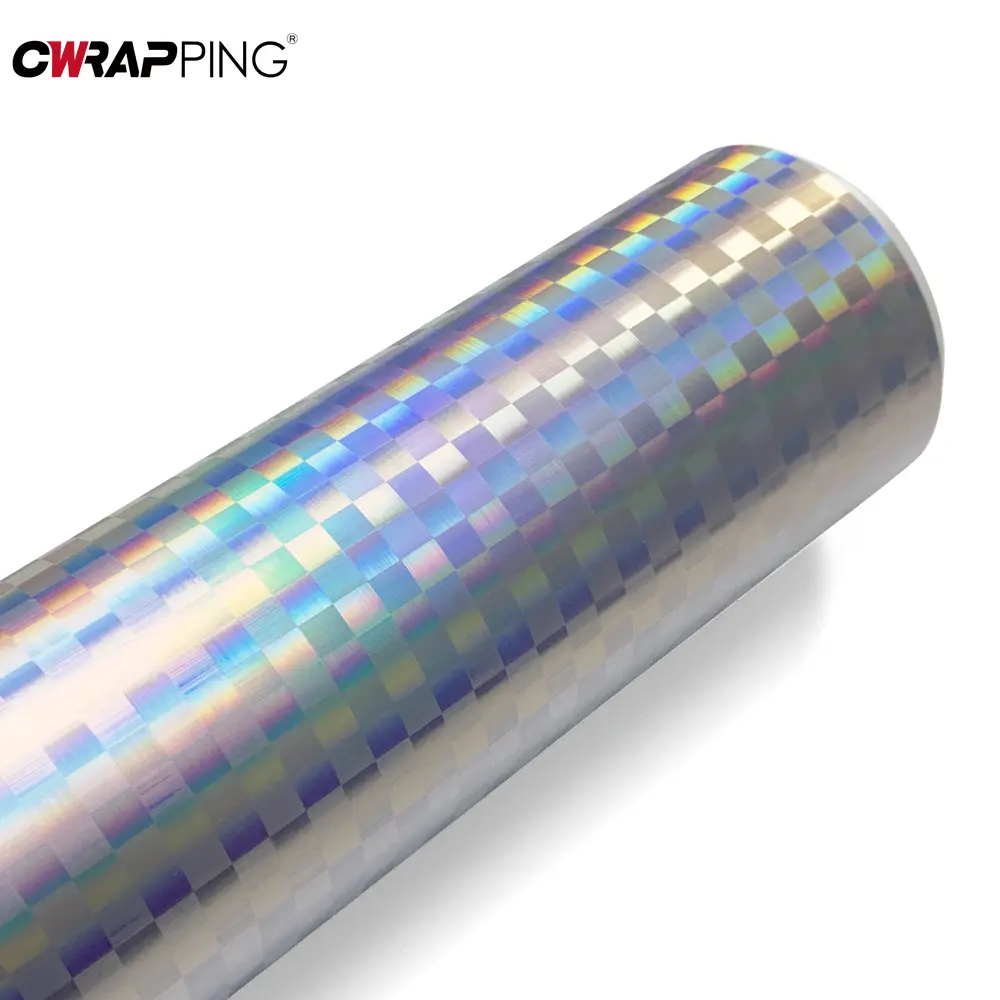 Laser Silver Car Film Cover Waterproof Vinyl Wrap Air Release Checkered Stickers Adhesive Vinyl for Auto Tuning Accessories