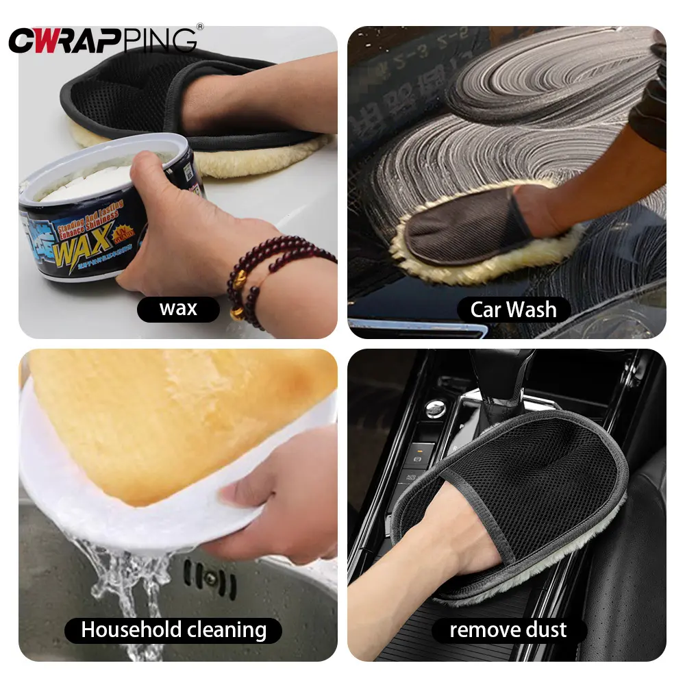 Car Wash Gloves Cars Cleaning Tools Thick Soft Imitation Wool Plush Wiping Microfiber Auto Dusting Gloves Car Wash Accessories